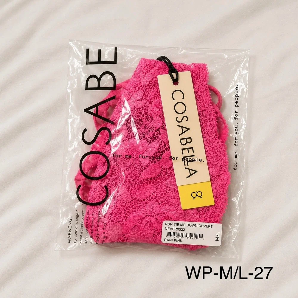 COSABELLA Ouvert Panty Rani Pink Lace Open Crotch Lingerie -‎ M/L / NWT